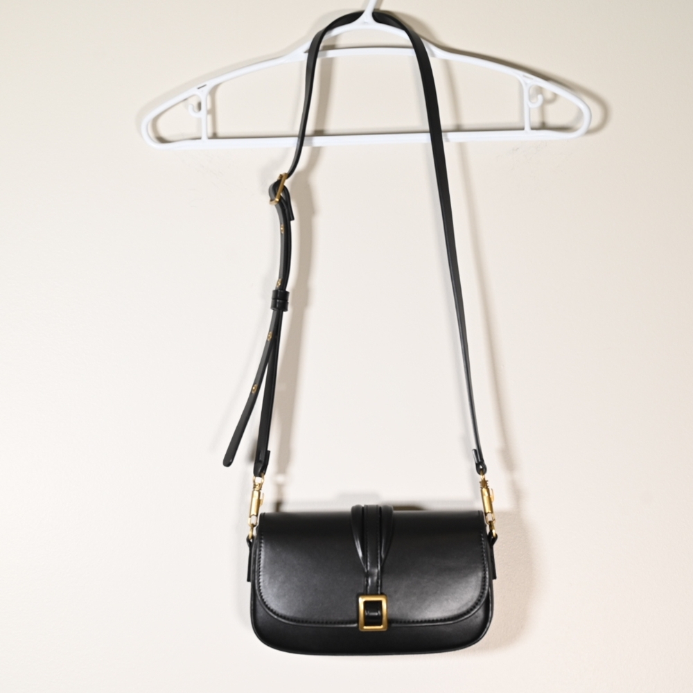 Zara Faux Leather Crossbody Bag Black